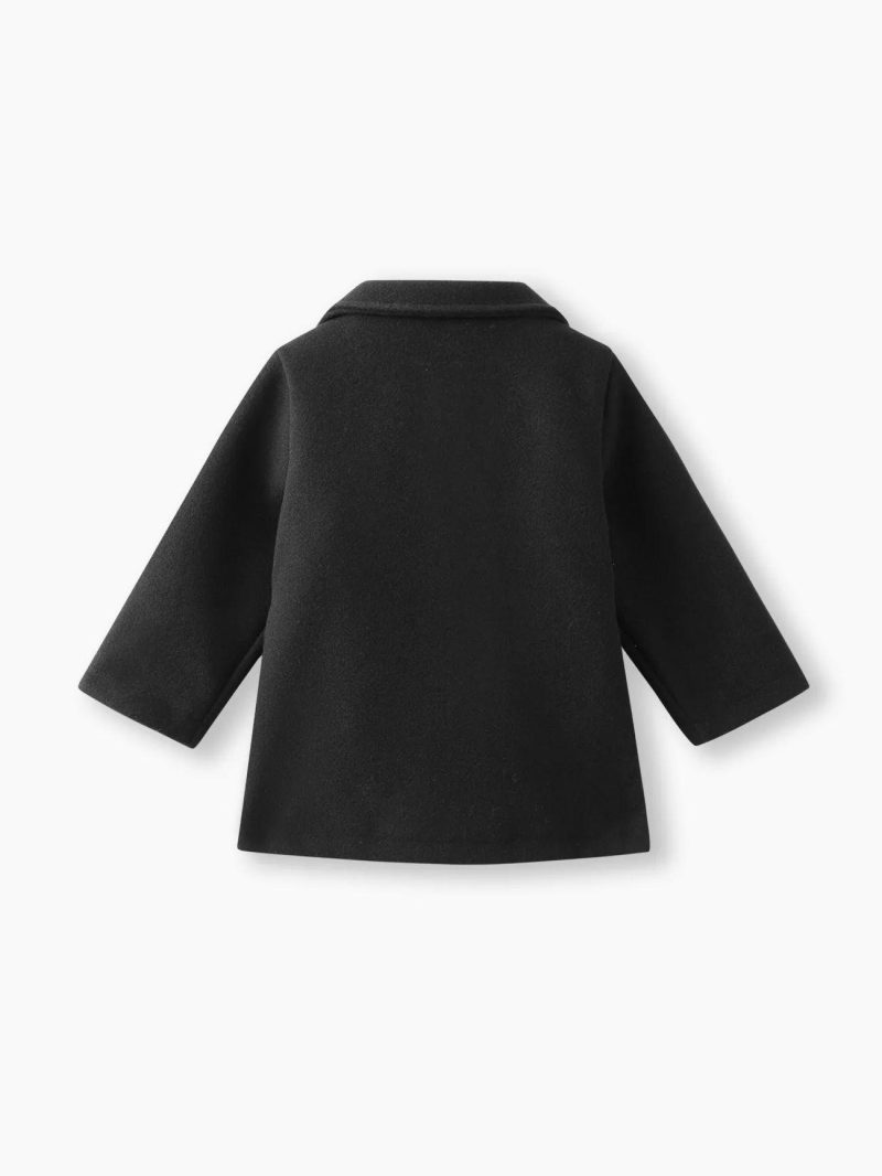 Tops ＆ Outerwear | Baby Girls|Baby Boys Solid Lapel Double Breasted Long-sleeve Wool Blend Coat Brown|Black