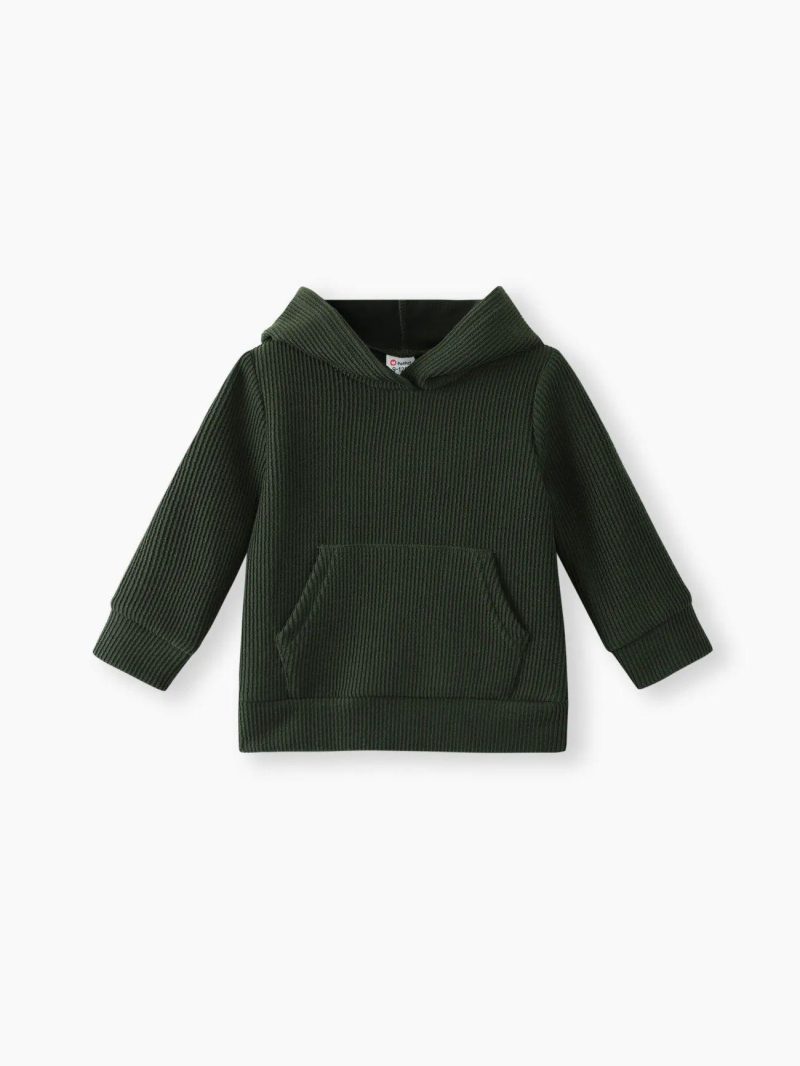 Tops ＆ Outerwear | Baby Girls|Baby Boys Solid Textured Long-sleeve Hoodie Green|Blue