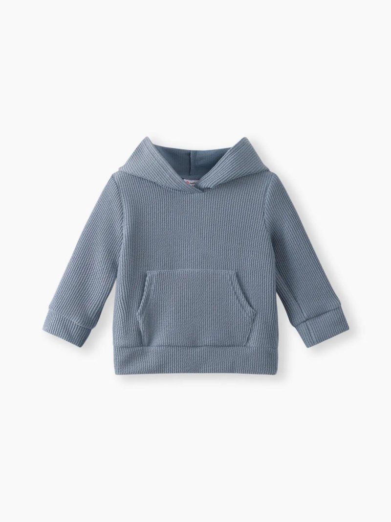 Tops ＆ Outerwear | Baby Girls|Baby Boys Solid Textured Long-sleeve Hoodie Green|Blue