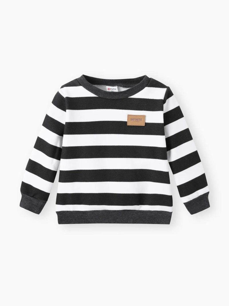 Tops ＆ Outerwear | Toddler Boys Casual Striped Long Sleeve Sweatshirt  Dark Grey|Brown