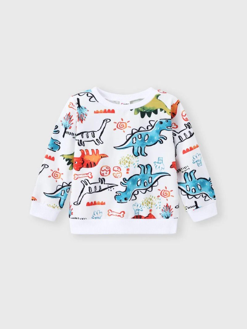 Tops ＆ Outerwear | Toddler Boys Colorful Animal Dinosaur Print Pullover Sweatshirt Multi-Color