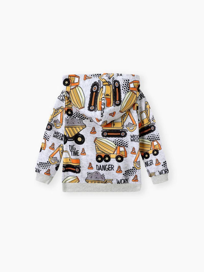 Tops ＆ Outerwear | Toddler Boys Vehicle Excavator Print Hoodie Sweatshirt Multi-Color