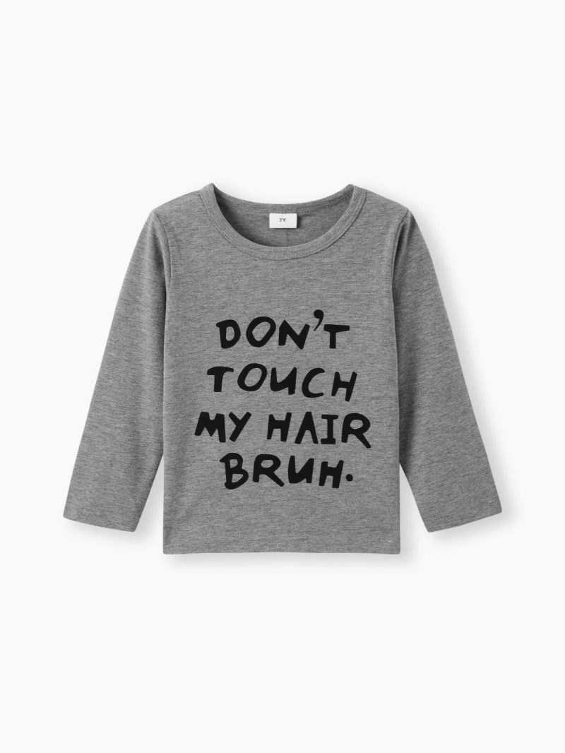 Tops ＆ Outerwear | Toddler Girls|Toddler Boys Casual Letter Print Long-sleeve Tee Grey|Black