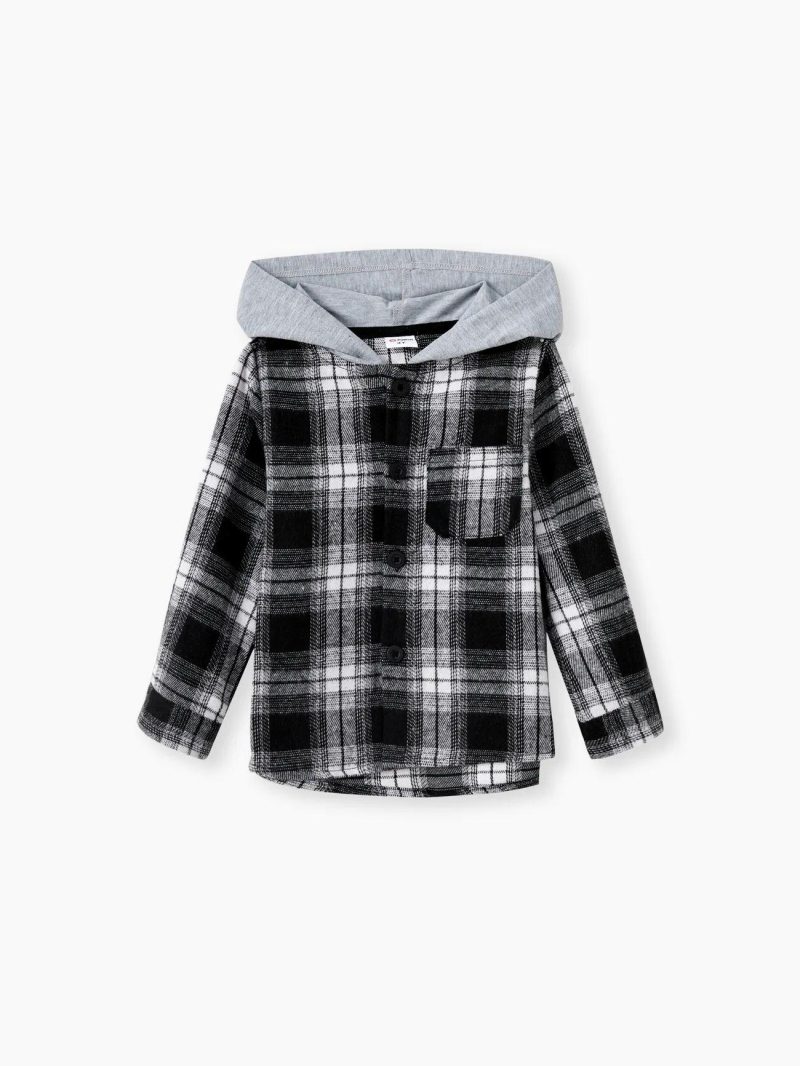 Tops ＆ Outerwear | Toddler Girls|Toddler Boys Classic Plaid Hooded Jacket Blackandwhite