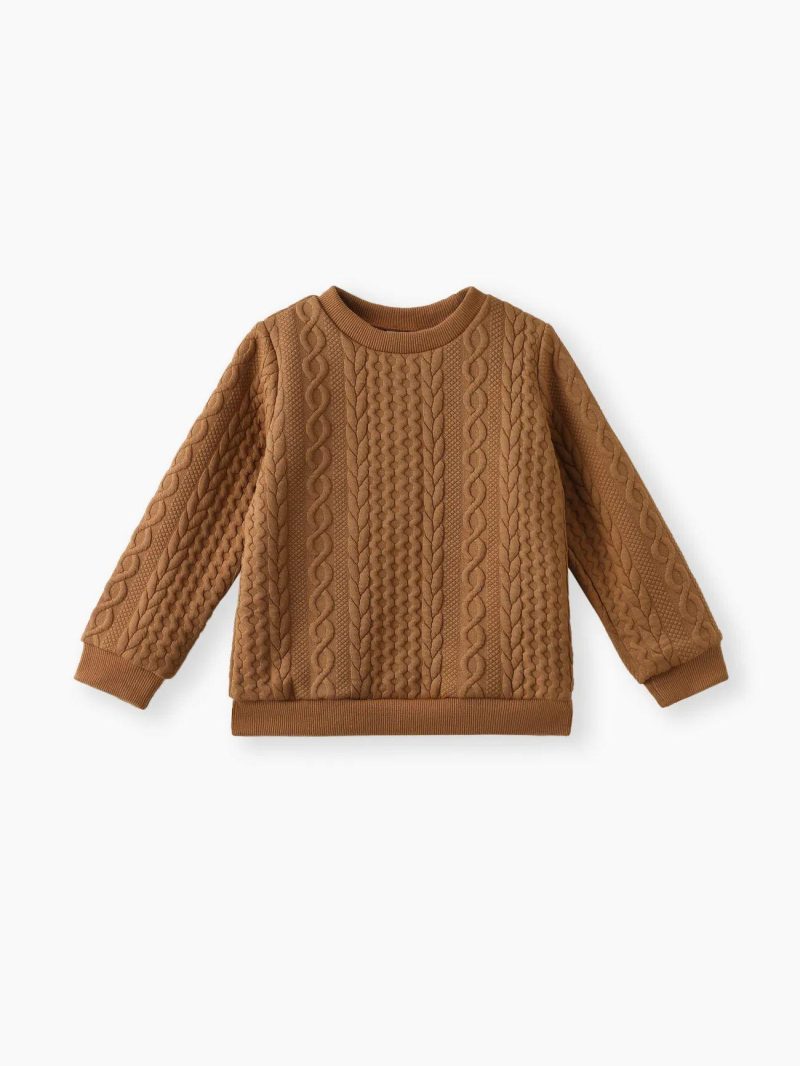 Tops & Outerwear | Boys Casual Cable Knit Textured Sweatshirt Khaki|Dark Blue