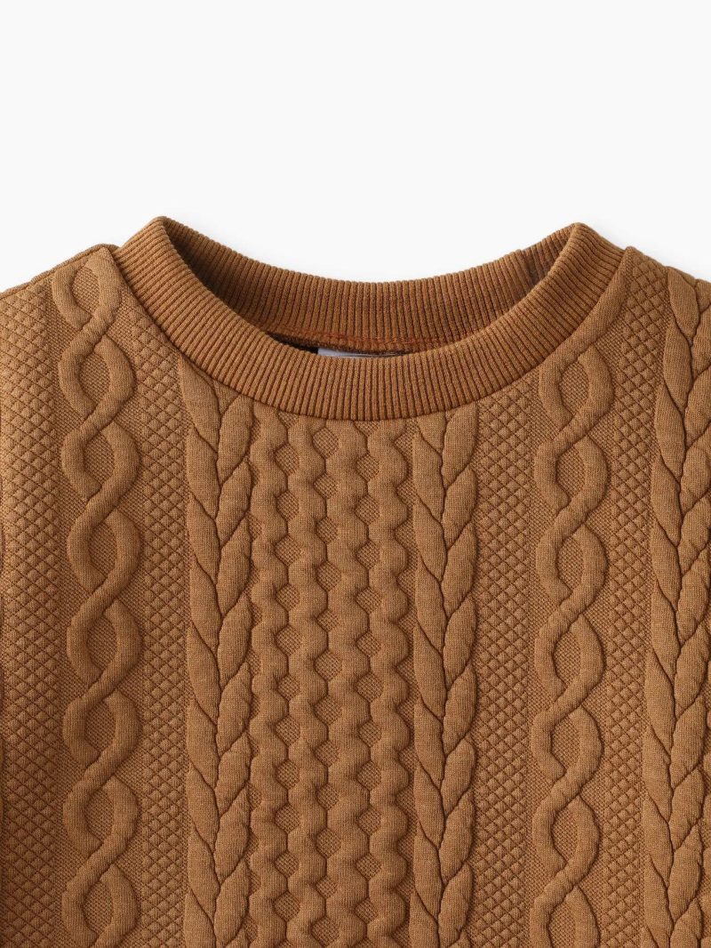 Tops & Outerwear | Boys Casual Cable Knit Textured Sweatshirt Khaki|Dark Blue