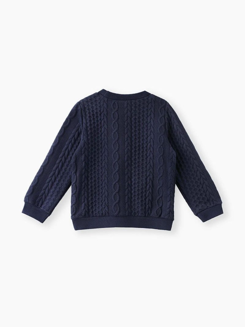 Tops & Outerwear | Boys Casual Cable Knit Textured Sweatshirt Khaki|Dark Blue