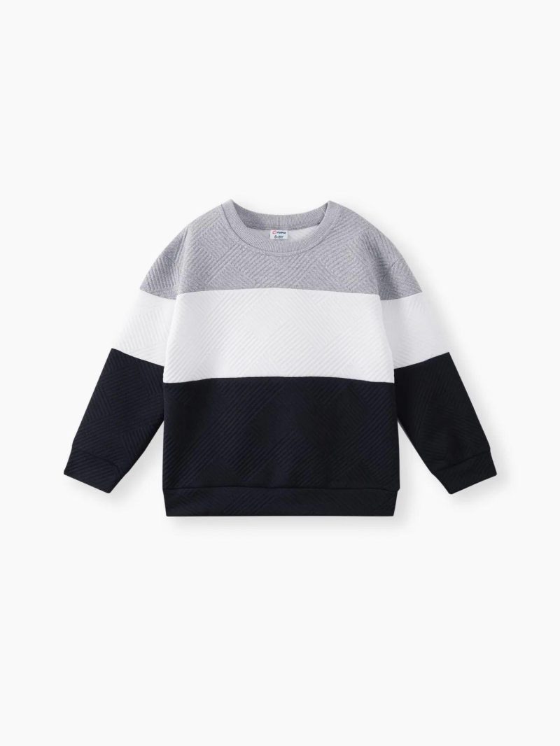 Tops & Outerwear | Boys Casual Colorblock Textured Pullover Sweatshirt Black