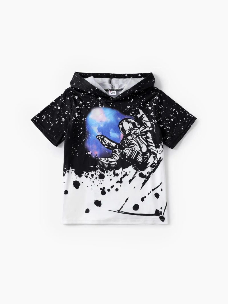 Tops & Outerwear | Boys Childlike Space Oversized Hooded T-shirt Black