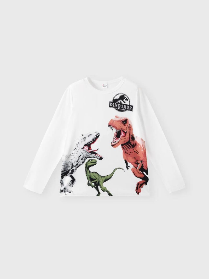 Tops & Outerwear | Boys Dinosaur Print Long-sleeve Tee White|Lightgreen