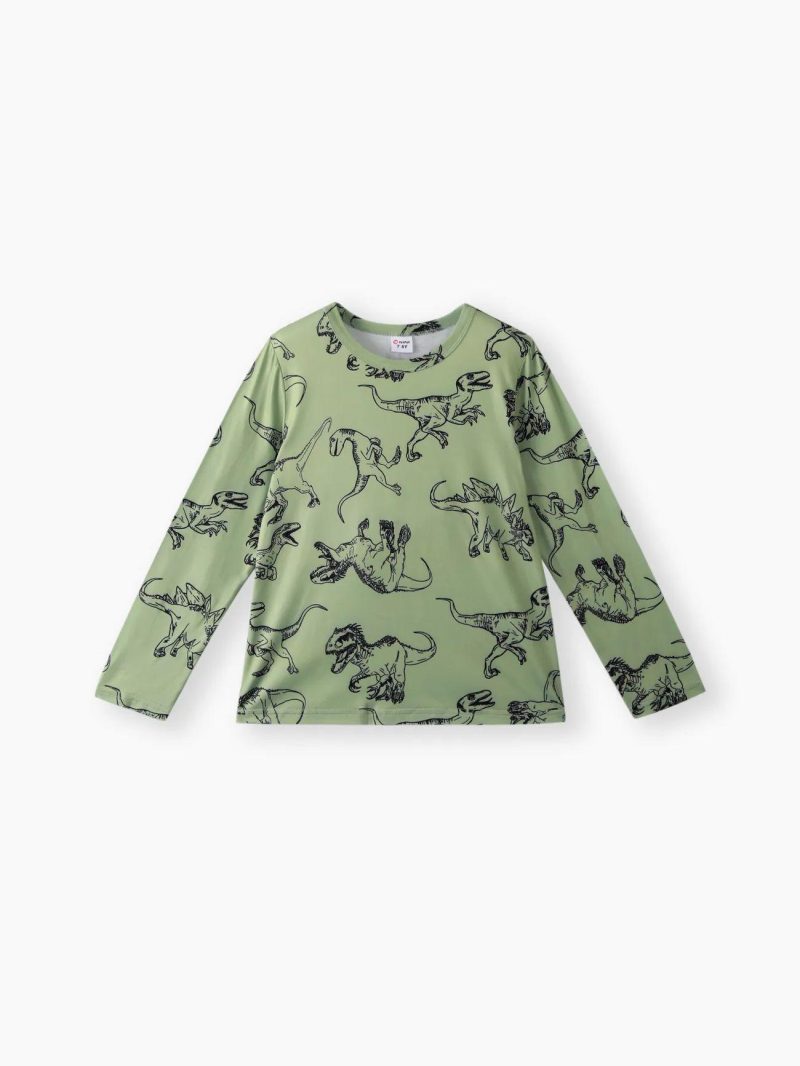 Tops & Outerwear | Boys Dinosaur Print Long-sleeve Tee White|Lightgreen