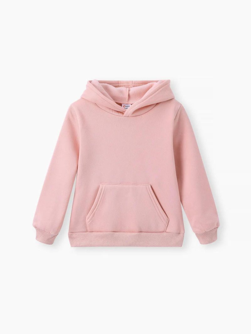 Tops & Outerwear | Girls|Boys Fleece Lined Solid Pocket Design Hoodie Sweatshirt Pink|Grey|Ginger|Army Green|Khaki