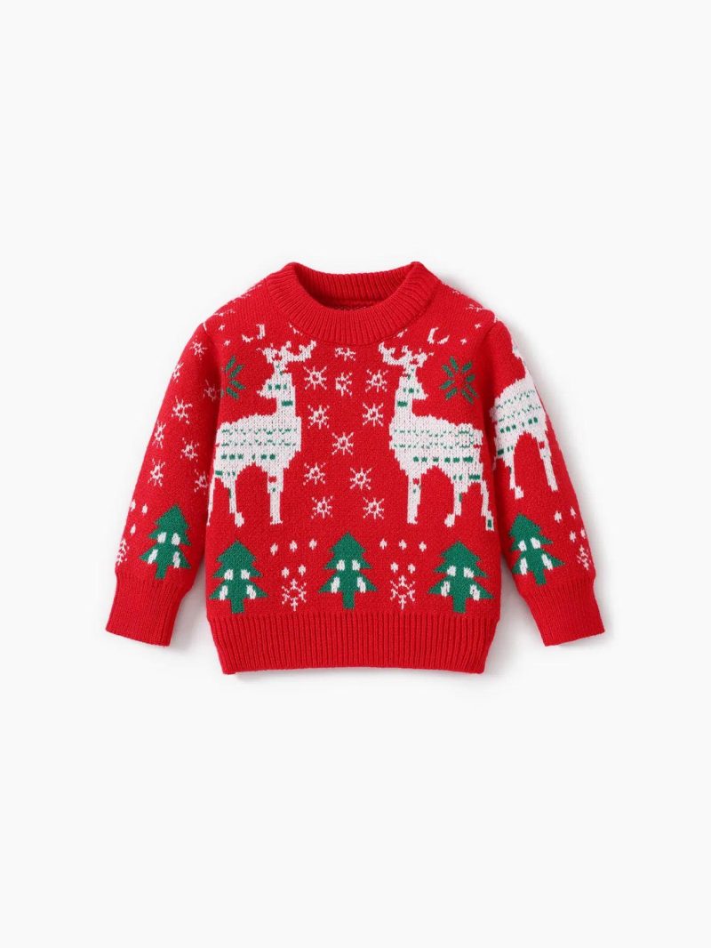 Tops & Outerwear | Girls|Boys|Baby Girls|Baby Boys|Toddler Girls|Toddler Boys Childlike Christmas Sweater Red|Apricot