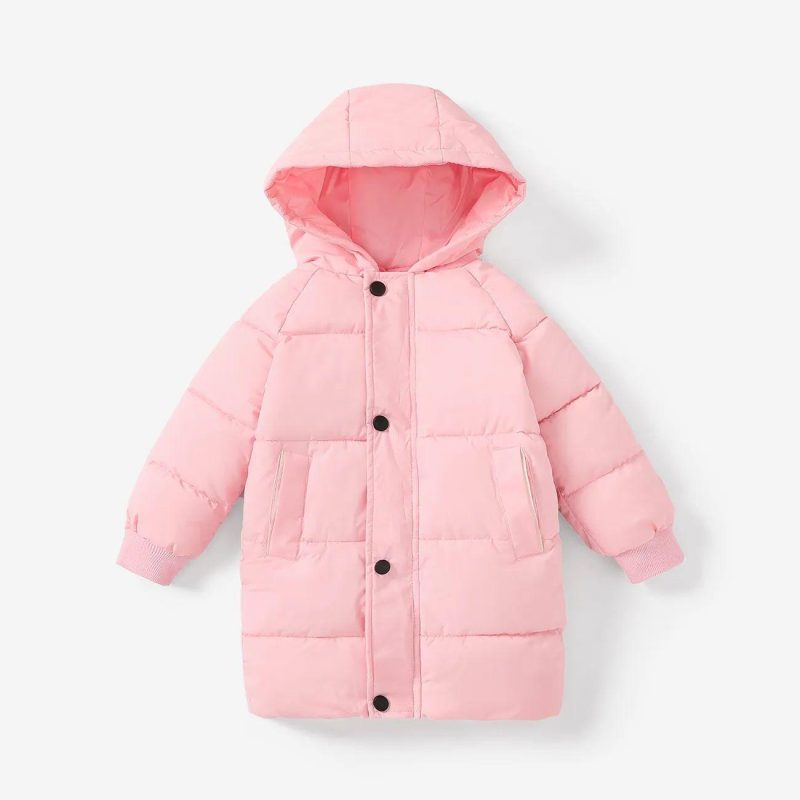 Tops & Outerwear | Girls|Boys|Toddler Girls|Toddler Boys Hooded Button Design Cotton-Padded Coat Pink|Beige|Green|Red|Brown