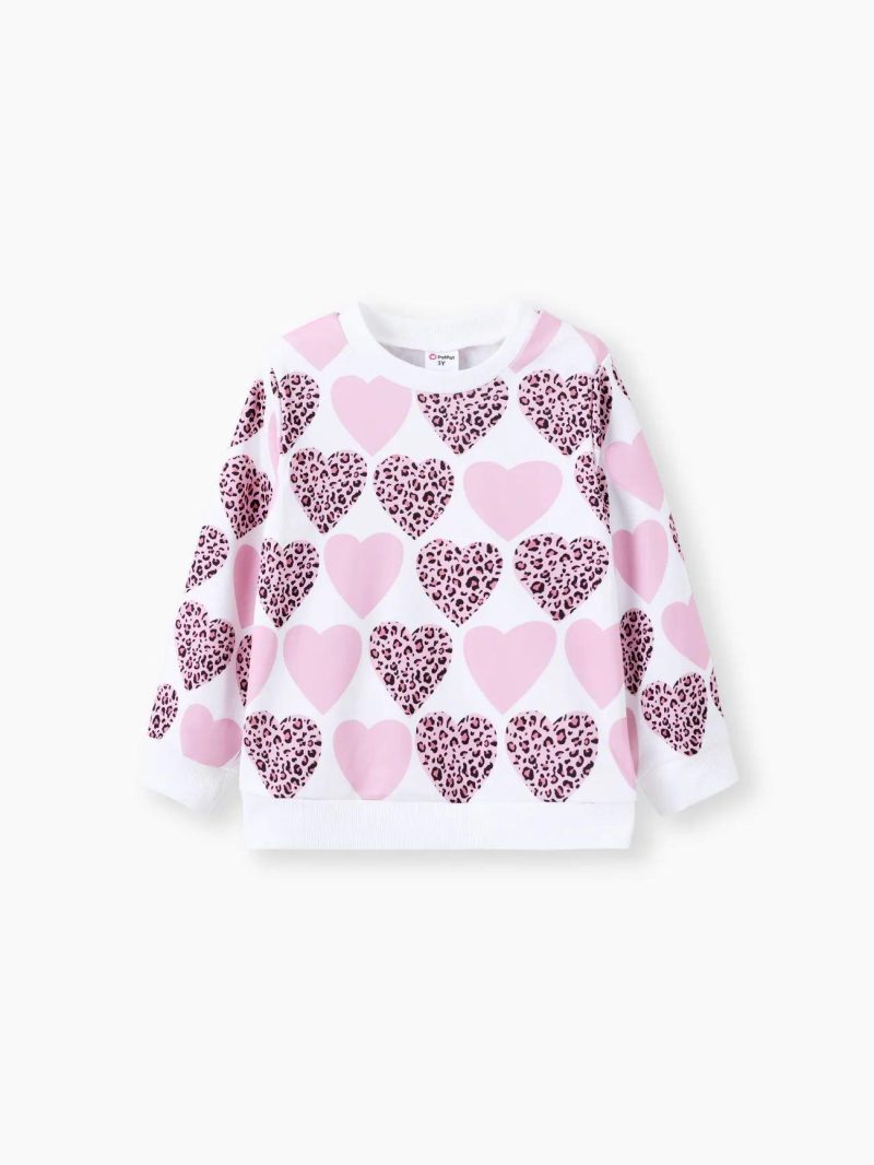 Tops & Outerwear | Toddler Girls Sweet Heart-shaped Pullover Hoodie Pink