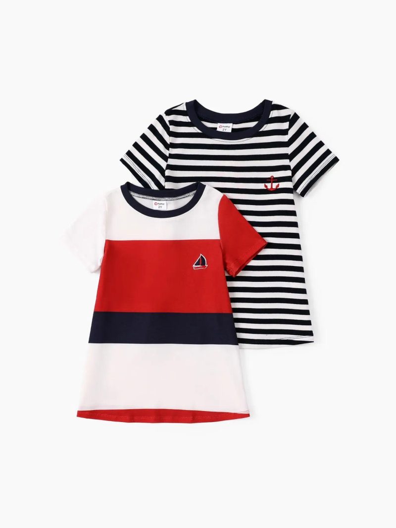 Dresses | Toddler Girls 2pcs Striped Print Dress and Colorblock Dress Set Multicolour