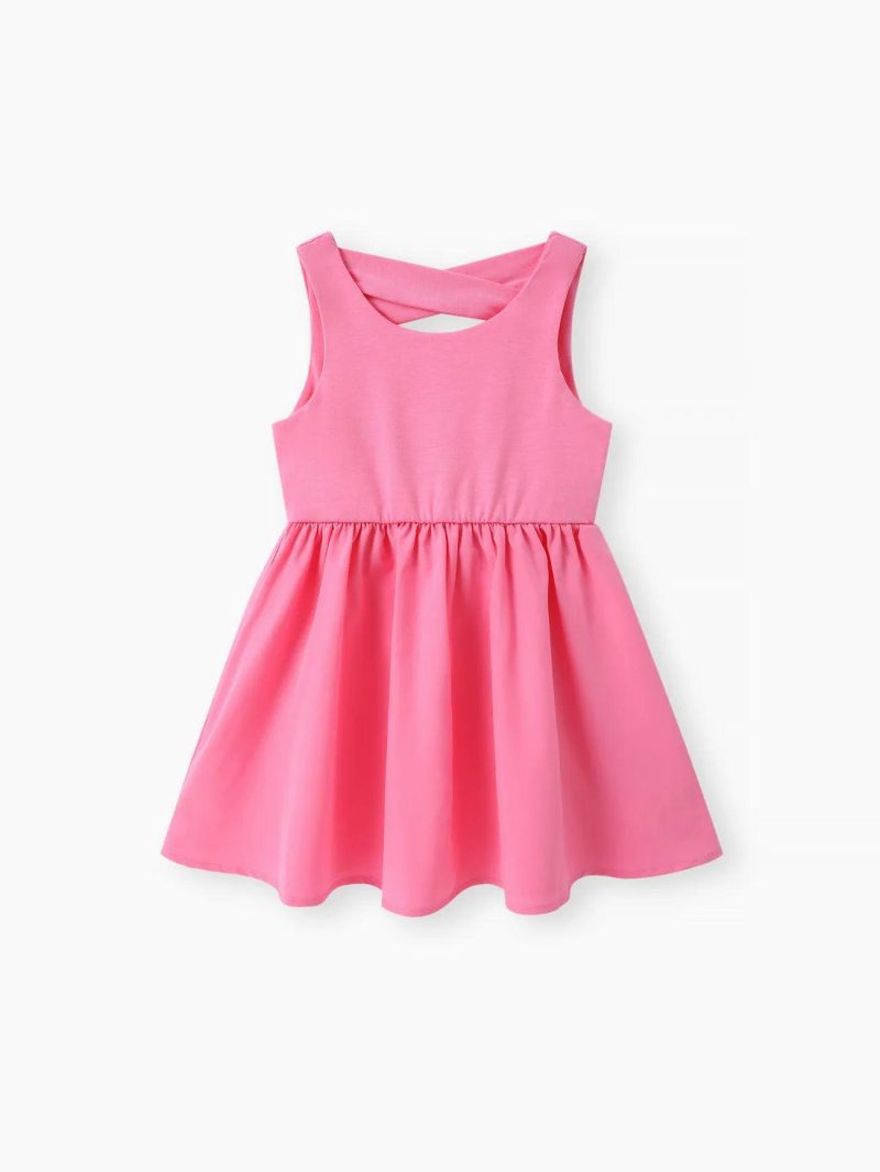 Dresses | Toddler Girls Solid Color Backless Crisscross Sleeveless Dress Pink|Black