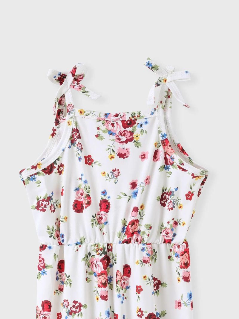 Jumpsuits | Toddler Girls Sweet Floral Print Bowknot Design Sleeveless Jumpsuits Multi-Color