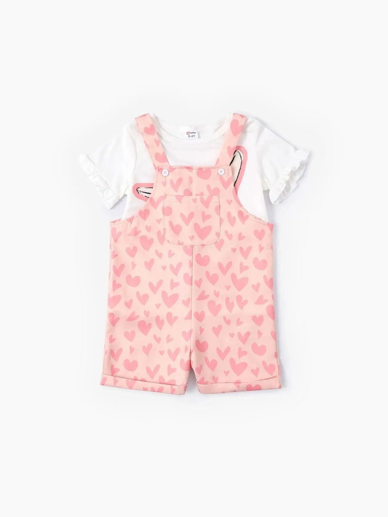 Sets | Toddler Girls 2pcs Easter Sweet Rabbit Ruffle Set Pink