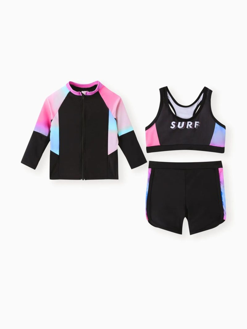 Swimwear | Toddler Girls  3pcs Sporty Swimsuits Set Black