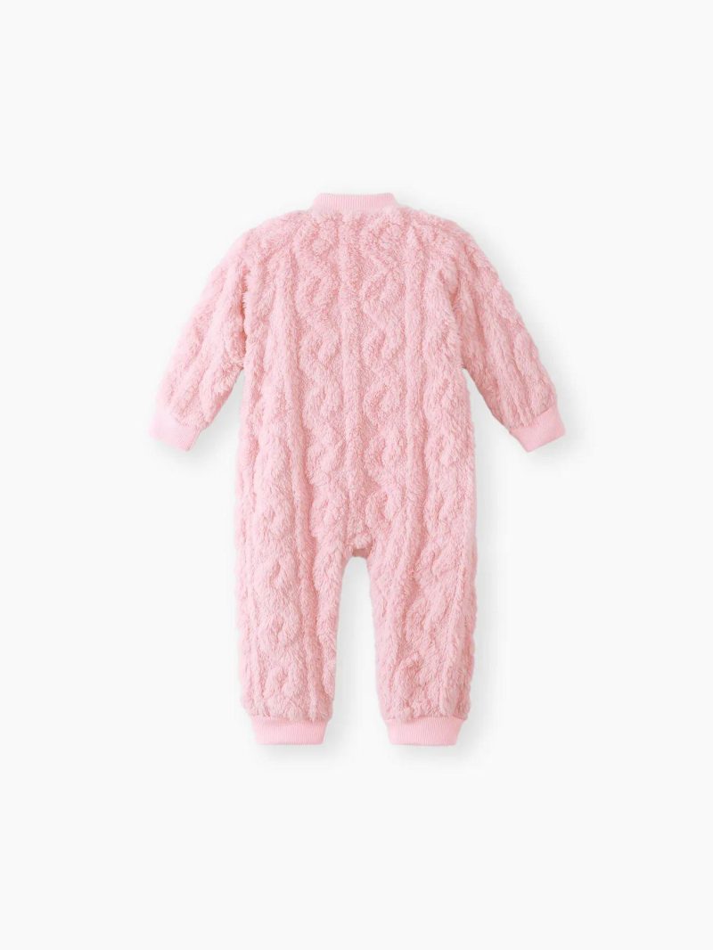 Bodysuits ＆ Rompers | Baby Girls|Baby Boys Button Design Basic Solid Color  Jumpsuit Pink