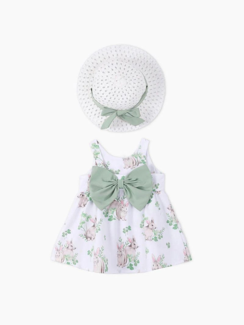 Dresses | Baby Girls 2pcs Floral Print Dress with Hat Multicolour-1