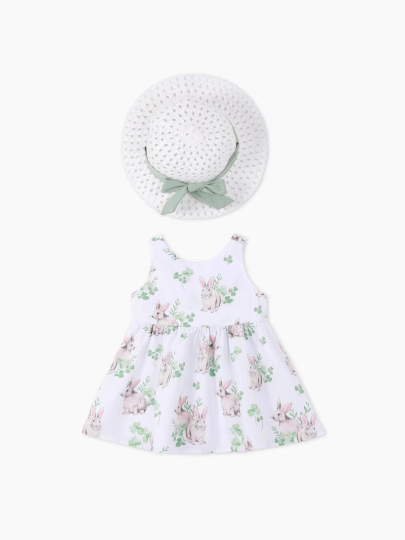 Dresses | Baby Girls 2pcs Floral Print Dress with Hat Multicolour-1