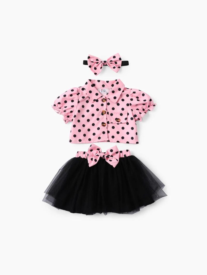 Dresses | Baby Girls Sweet Polka Dot Ruffle Dress Set for Baby Girls Pink