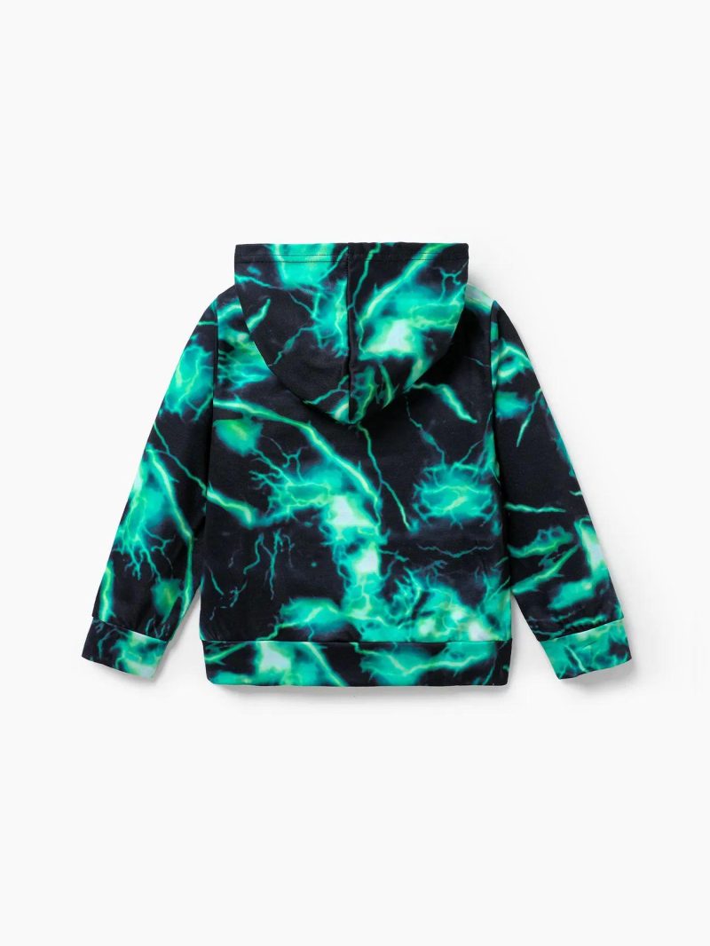 Tops & Outerwear | Boys Gradient Lightning Print Hooded Sweatshirt Black